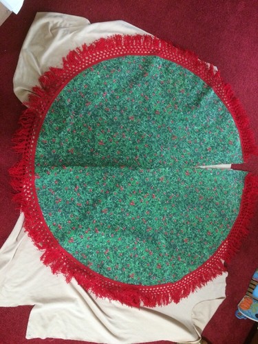 Vtg christmas tree skirt pine - vtg,