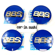 Jeu de 4 enjoliveurs centre de roue authentiques BBS 70 mm emblème bleu or lo...