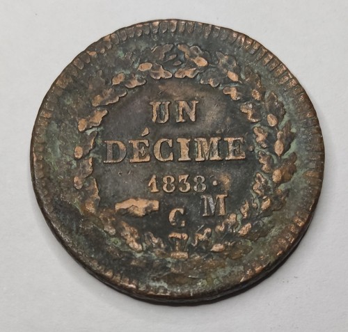 Rare pièce décime 1838 - pièce,, 1