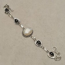 Bracelet en argent sterling 925 pierre précieuse agate à bandes bijoux faits ...