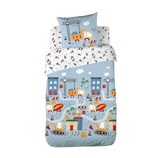 Parure de lit Enfant Réversible Camion et Tracteur Bleu Housse de Couette 140...