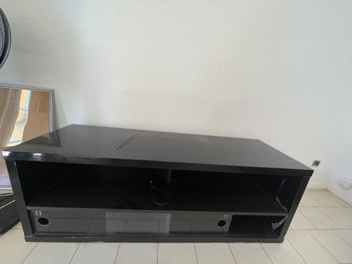 Meuble noir laque - meuble, tv