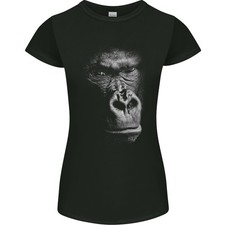 T-Shirt Écologique Femme Coupe Petite Visage De Gorille 3D Grand