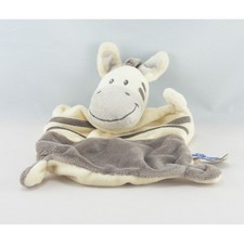 Doudou plat zèbre gris blanc
