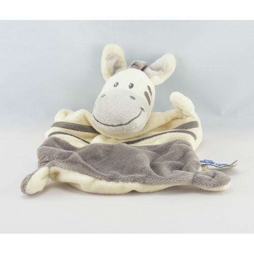 Doudou plat zèbre gris blanc