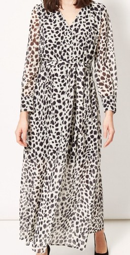 Robe longue beige noir voile - robe,