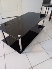 Table basse  TV en verre Fumé Bon Etat