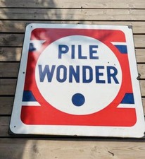 Plaque Émaillée Ancienne Pile Wonder 100/100 Cm