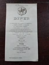 MENU ANCIEN 1885 HOTEL DES