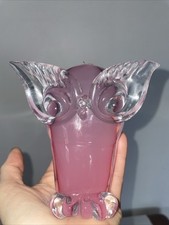 Collection Chouette Hibou Murano Vetreria Artistica Oball 12 cm , rose, pink