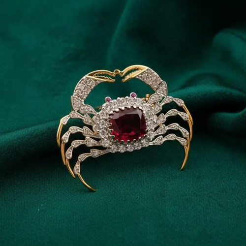 Cushion cut red ruby crab - ruby,