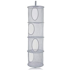 Panier de rangement suspendu gris pliable en maille à 4 niveaux - Sac de rang...