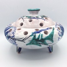 Grand pot à ail tripode en céramique émaillée signée Le Brescon Vallauris XXème