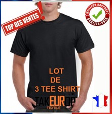 Lot de 3 t-shirt homme ,tee-shirt coton manches courte couleur noir bleu blanc