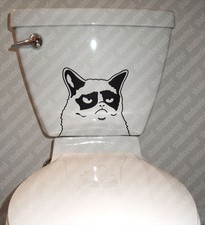 GRUMPY CAT Toilet Vinyl Decal Sticker Funny Meme Angry Bathroom Humor Wall Art