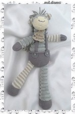 Doudou Peluche Âne Gris