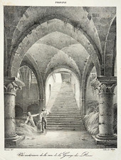 PROVINS Vue Cave Grange Dimes LITHOGRAPHIE Renoux CHARLES MOTTE Seine Marne XIX°