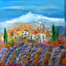 LE MONT VENTOUX PROVENCE PARIS ART  TABLEAU PEINTURE HUILE JUMEAUX JEAN PIERRE