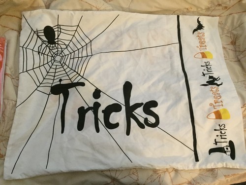 Tricks treats white halloween - tricks,