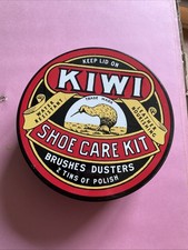 Ancienne boîte en tôle lithographiée - Publicité cirage Kiwi