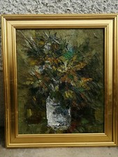 J. JACQUIER huile sur toile bouquet de fleurs peintures couteau