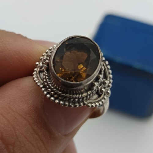 Bague argent citrine - en,