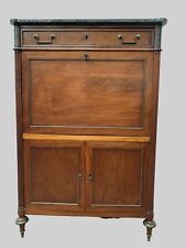 Secrétaire Louis XVI en acajou Dessus de marbre gris veiné XIX siècle