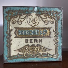 ROOSCHÜZ Cie BERN Grande Boite À Biscuits Tôle Embossée C 1930 Suisse BÉtat Rare