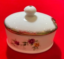 Vintage Royal Grafton Fin OS Chine Petit Ovale Blanc Floral Condiment Angleterre