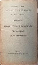 chemins de fer PLM notice appareils production air comprimé 1926