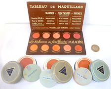ANCIEN NUANCIER FARDS EN POUDRE MALACEÏNE + 3 BOITES DE FARD FOND DE STOCK