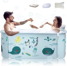 Baignoire pliable portable extra large de 140 cm avec cadre en métal pour adu...