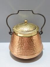 -ANCIEN CHAUDRON CUIVRE Martelé Couvercle LAITON  VILLEDIEU L. LECELLIER    D