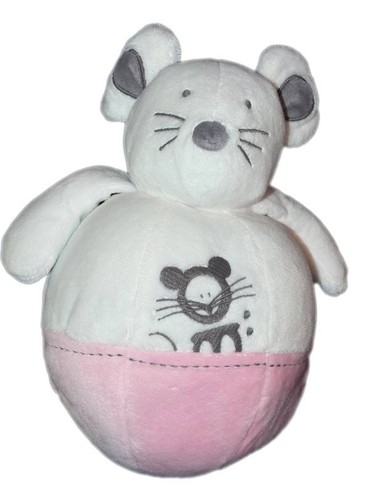 Doudou souris blanche rose - souris,