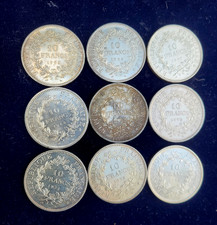 Superbe Serie complète des 9 pièces 10 francs Hercule argent de 1965 à 1973