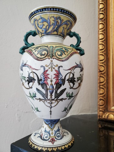 Vase faience polychrome - faience,