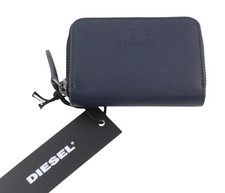 Diesel Leathergo Japaround Femmes Portefeuille OS Bleu Foncé Fermeture Rrp 140