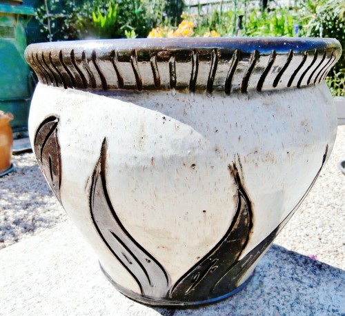 Cache pot gres emaille - en, l