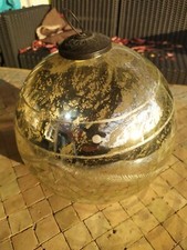 Très Grosse Boule de Pardon Verre Eglomisé Mercurisé Gravé Ancien . Noël .25 cm