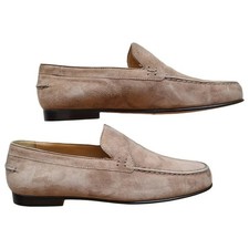 HERMES vintage, mocassins cuir velours beige, taille 36.5