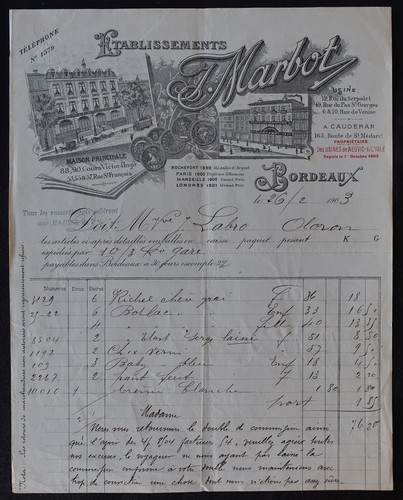 Facture bordeaux 1906 - facture,