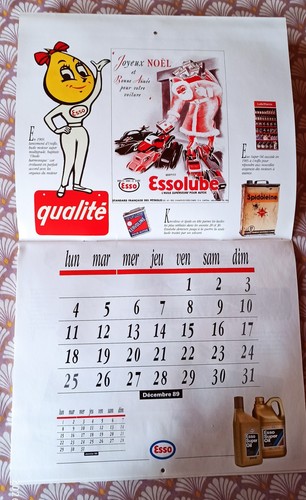 Calendrier huile esso bidon - huile,