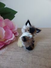 Figurine Miniature Chat  Tricolore Adorable Fausse Fourrure Décoration Etagère