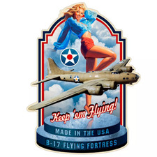 Plaque geante pin-up, déco murale US ARMY B17, déco rétro américaine