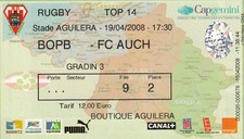 Billet de match RUGBY BIARRITZ AUCH TOP 14 RUGBY stade aguilera 2008