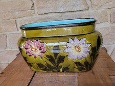 JARDINIÈRE ART DÉCO DAVID LANGE CÉRAMIQUE BARBOTINE DESIGN FLEUR VINTAGE