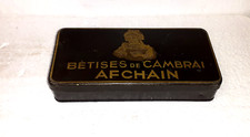 ANCIENNE BOITE DE BETISES DE CAMBRAI AFCHAIN DE COULEUR PEU COURANTE NOIRE