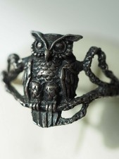 BAGUE VINTAGE ARGENT MASSIF HIBOU OWL SILVER RING T60