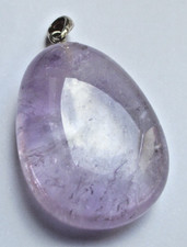 Ancien élégant pendentif en argent verre améthyste naturelle bijou vintage 1907