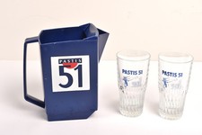 PASTIS 51   -   1 carafe/ Pichet en Plastique  +2 verre tube  vintage